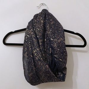 Charming Charlie Gold/Navy Speckled Infinity Scarf